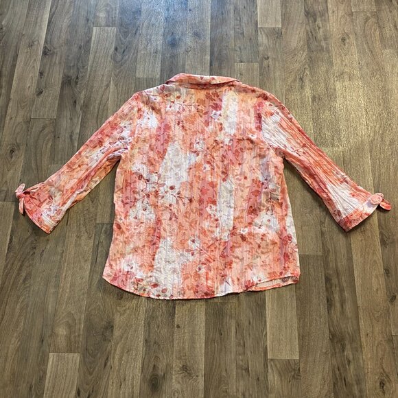 JM Collection Petite Pink Floral Button Down Size 14P - Picture 2 of 5